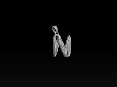 Bird Letter N Pendant 3D print model 3D Print Model