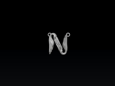 Bird Letter N Pendant 3D print model 3Dプリントモデル