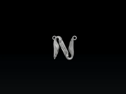 Bird Letter N Pendant 3D print model 3D Print Model