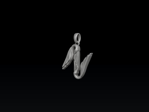 Bird Letter N Pendant 3D print model 3Dプリントモデル