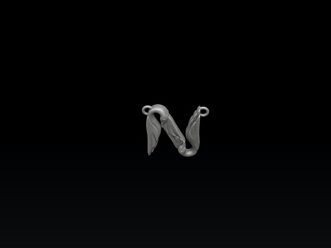 Bird Letter N Pendant 3D print model 3Dプリントモデル