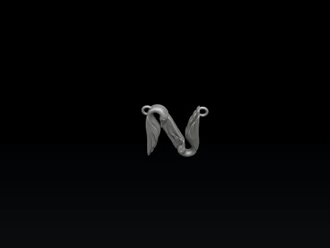 Bird Letter N Pendant 3D print model 3D Print Model