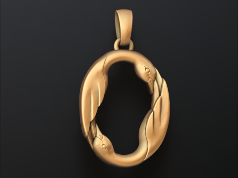 Bird Letter O Pendant 3D print model 3Dプリントモデル