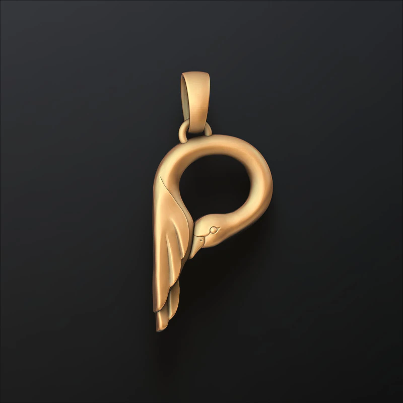 Colgante con la letra P del pájaro Modelo de impresión en 3D Modelo de impresión 3D .c4d .max .obj .3ds .fbx .stl .blend