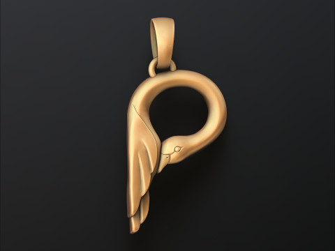 Bird Letter P Pendant 3D print model 3D Print Model