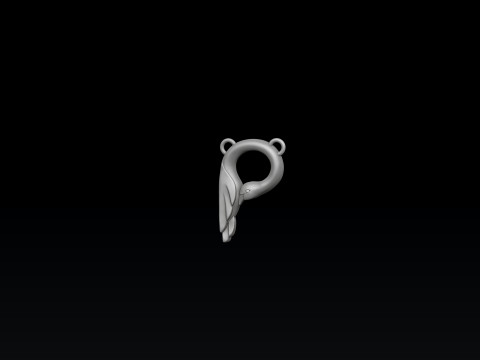 Bird Letter P Pendant 3D print model 3D Baskı Modeli