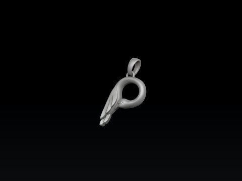 Bird Letter P Pendant 3D print model 3D Baskı Modeli