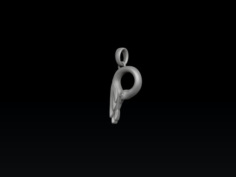 Bird Letter P Pendant 3D print model 3D Baskı Modeli