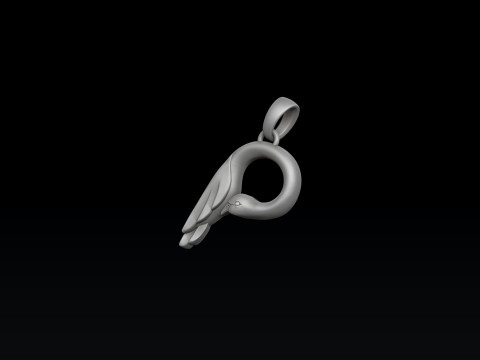 Bird Letter P Pendant 3D print model 3D Baskı Modeli
