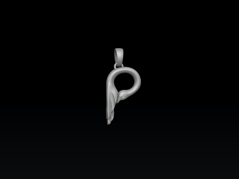 Bird Letter P Pendant 3D print model 3D Baskı Modeli
