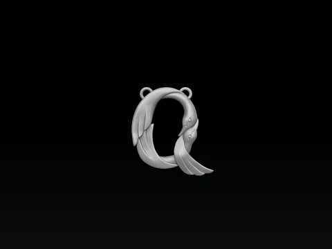 Bird Letter Q Pendant 3D print model 3D Print Model