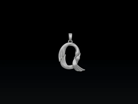 Bird Letter Q Pendant 3D print model 3D Print Model