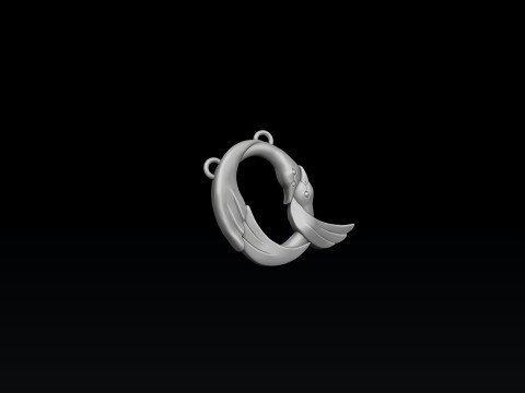 Bird Letter Q Pendant 3D print model 3D-Druckmodell