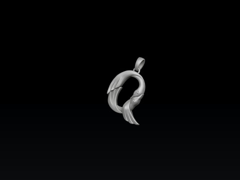 Bird Letter Q Pendant 3D print model 3D-Druckmodell