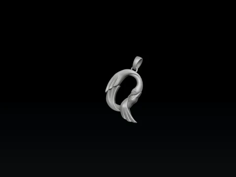 Bird Letter Q Pendant 3D print model 3D Print Model