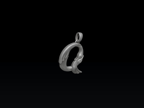 Bird Letter Q Pendant 3D print model 3D-Druckmodell