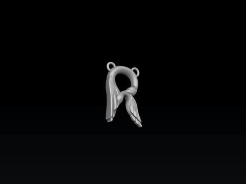 Bird Letter R Pendant 3D print model 3Dプリントモデル