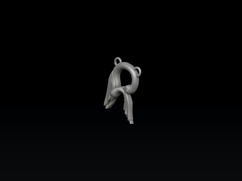 Bird Letter R Pendant 3D print model 3Dプリントモデル