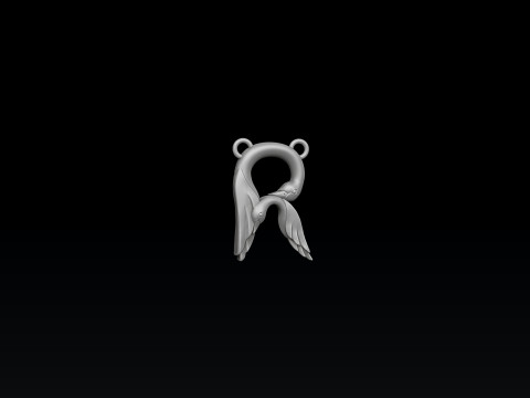 Bird Letter R Pendant 3D print model 3Dプリントモデル