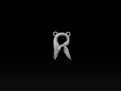 Kuş Harfi R Kolye 3D baskı modeli 3D Baskı Modeli