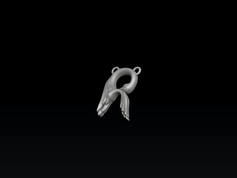 Bird Letter R Pendant 3D print model 3Dプリントモデル