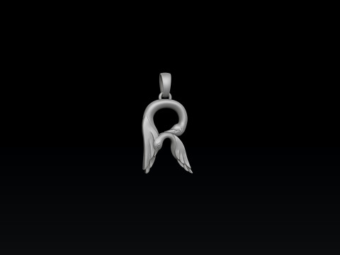 Bird Letter R Pendant 3D print model 3Dプリントモデル