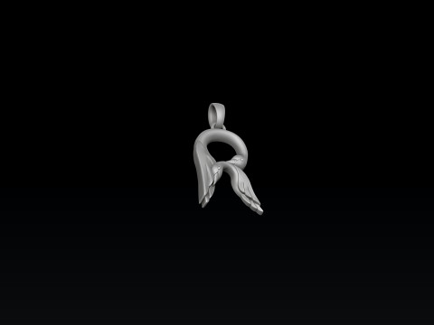 Bird Letter R Pendant 3D print model 3Dプリントモデル