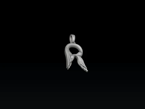 Kuş Harfi R Kolye 3D baskı modeli 3D Baskı Modeli