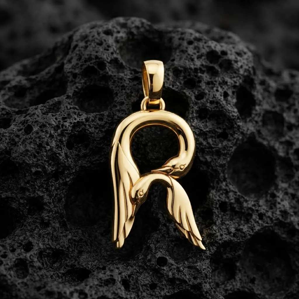 Bird Letter R Pendant 3D print model 3D Print Model .c4d .max .obj .3ds .fbx .stl .blend 