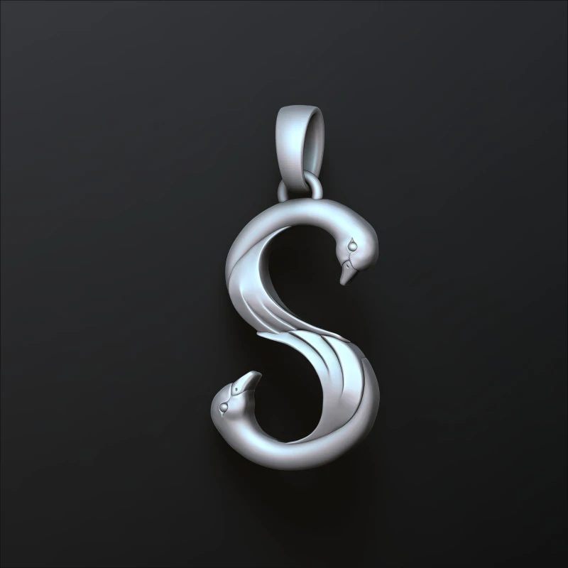 Pingente de letra S de p&aacute;ssaro Modelo de impress&atilde;o 3D Modelo de Impressão 3D .c4d .max .obj .3ds .fbx .stl .blend 