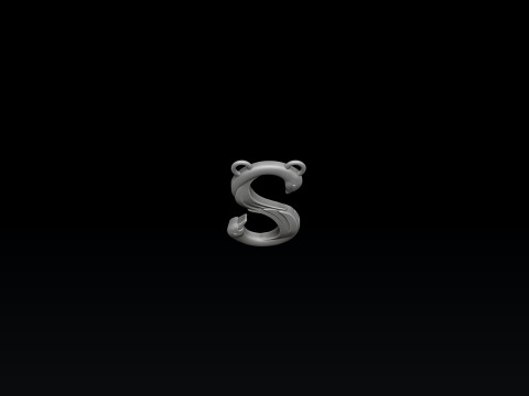 Bird Letter S Pendant 3D print model 3Dプリントモデル