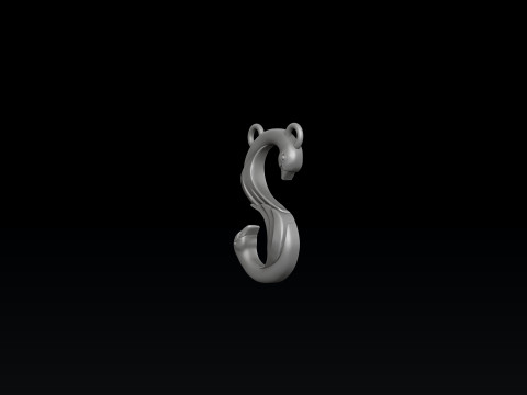 Bird Letter S Pendant 3D print model 3Dプリントモデル