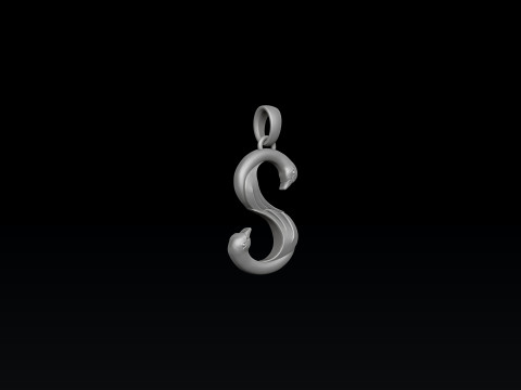 Bird Letter S Pendant 3D print model 3Dプリントモデル