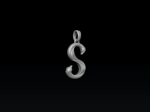 Pingente de letra S de p&aacute;ssaro Modelo de impress&atilde;o 3D Modelo de Impressão 3D