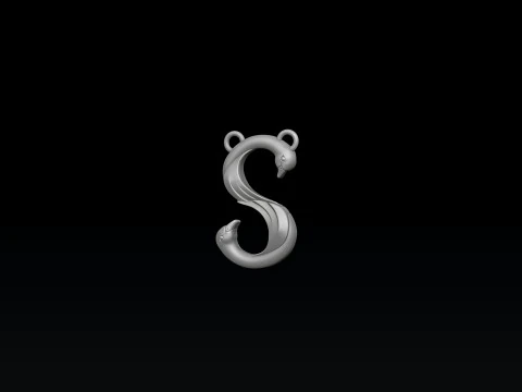 Pingente de letra S de p&aacute;ssaro Modelo de impress&atilde;o 3D Modelo de Impressão 3D
