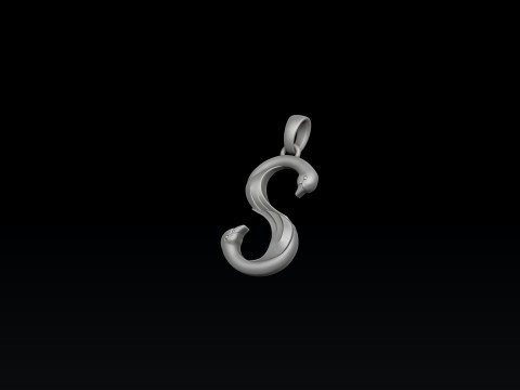 Bird Letter S Pendant 3D print model 3Dプリントモデル