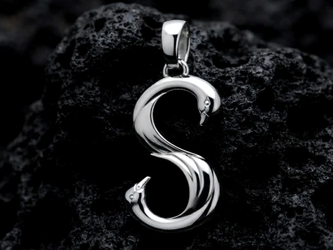 Mod&egrave;le d'impression 3D du pendentif lettre S oiseau Modèles 3D en vedette