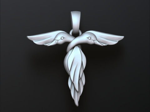 Bird Letter T Pendant 3D print model 3Dプリントモデル
