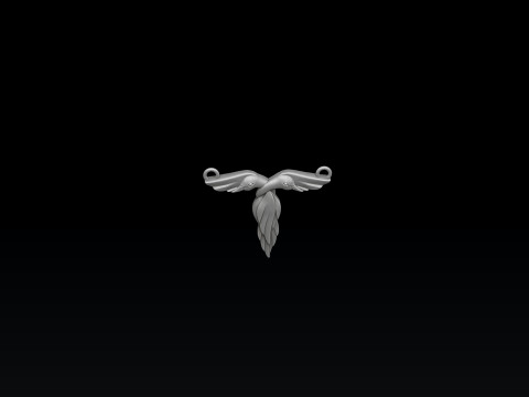 Bird Letter T Pendant 3D print model 3Dプリントモデル