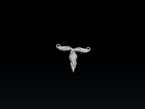 Bird Letter T Pendant 3D print model 3Dプリントモデル
