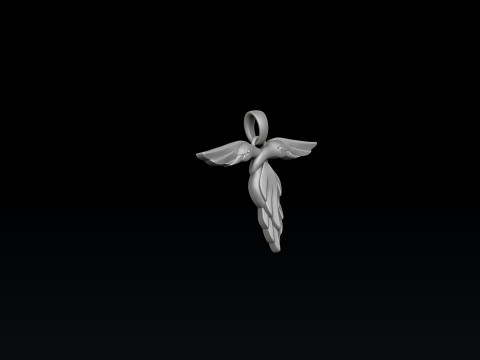 Bird Letter T Pendant 3D print model 3Dプリントモデル