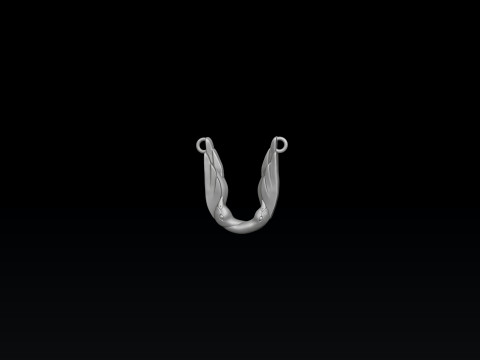 Bird Letter U Pendant 3D print model 3Dプリントモデル