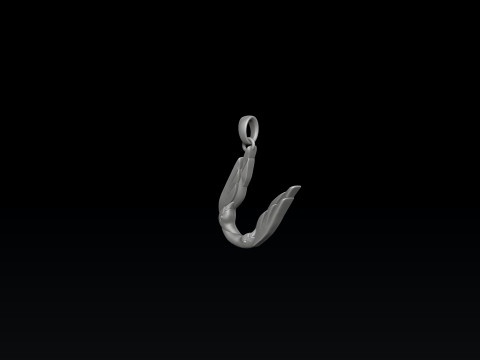 Bird Letter U Pendant 3D print model 3Dプリントモデル