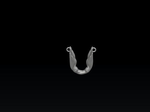 Bird Letter U Pendant 3D print model 3Dプリントモデル