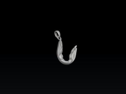 Bird Letter U Pendant 3D print model 3Dプリントモデル