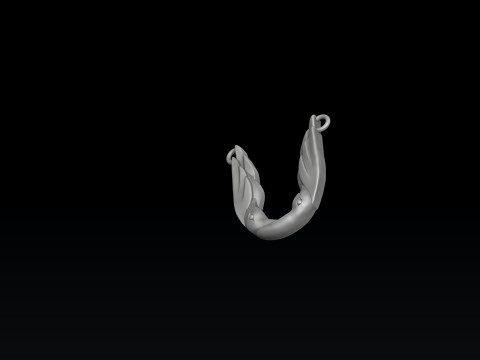 Bird Letter U Pendant 3D print model 3Dプリントモデル