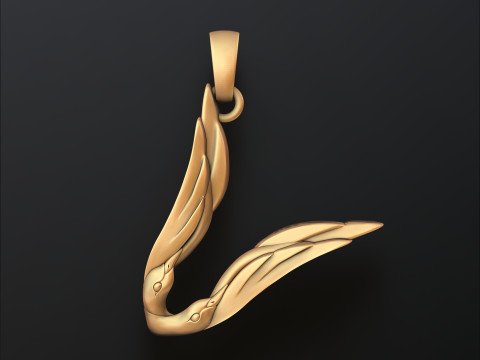 Bird Letter V Pendant 3D print model 3Dプリントモデル