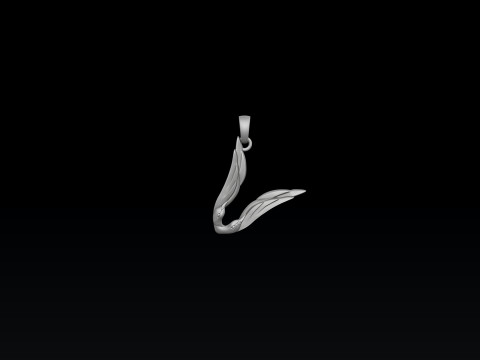 Bird Letter V Pendant 3D print model 3Dプリントモデル