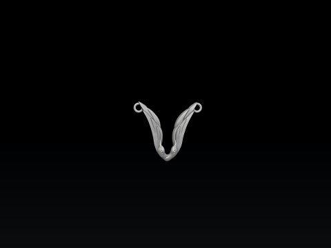 Bird Letter V Pendant 3D print model 3Dプリントモデル