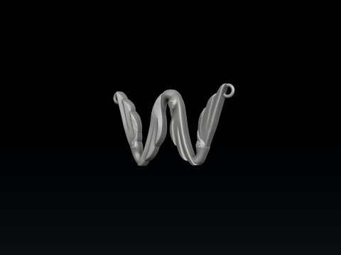 Bird Letter W Pendant 3D print model 3Dプリントモデル